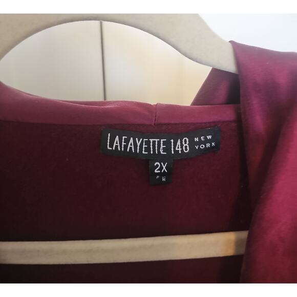 Lafayette 148 Cashmere Knit Top Sweater Silk Cowl Neck Womens 2X Burgundy Flaw - Picture 7 of 10
